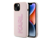 Karl Lagerfeld 3D Rubber Glitter Logo case for iPhone 15 Plus - pink