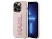 Karl Lagerfeld 3D Rubber Glitter Logo case for iPhone 15 Pro - pink