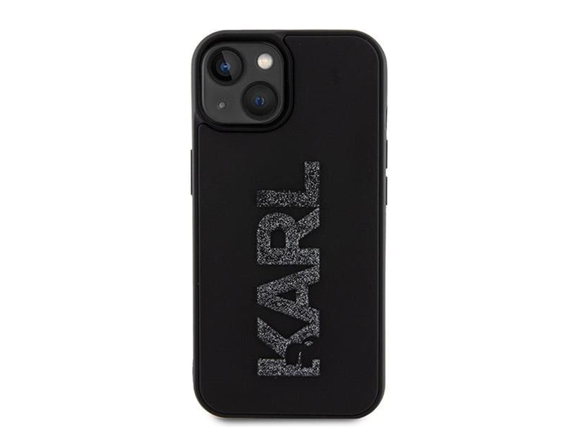 Karl Lagerfeld 3D Rubber Glitter Logo case for iPhone 15 - black