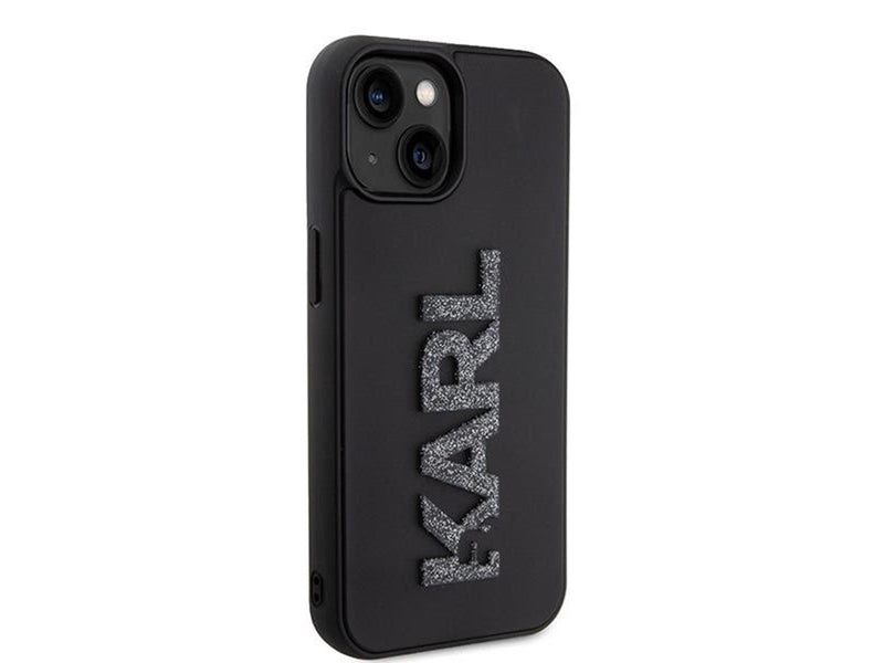 Karl Lagerfeld 3D Rubber Glitter Logo case for iPhone 15 - black