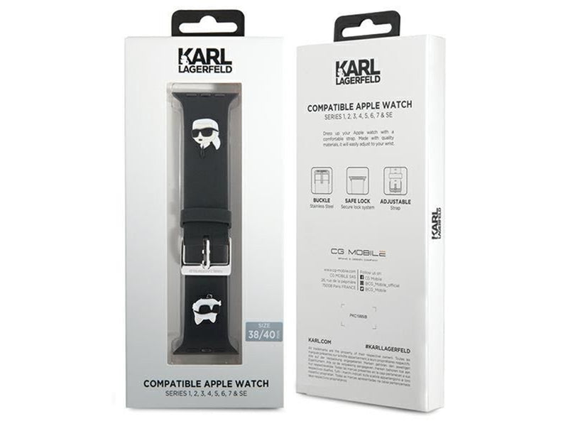 Karl Lagerfeld 3D Rubber Karl&Choupette Heads strap for Apple Watch 38/40/41mm - black