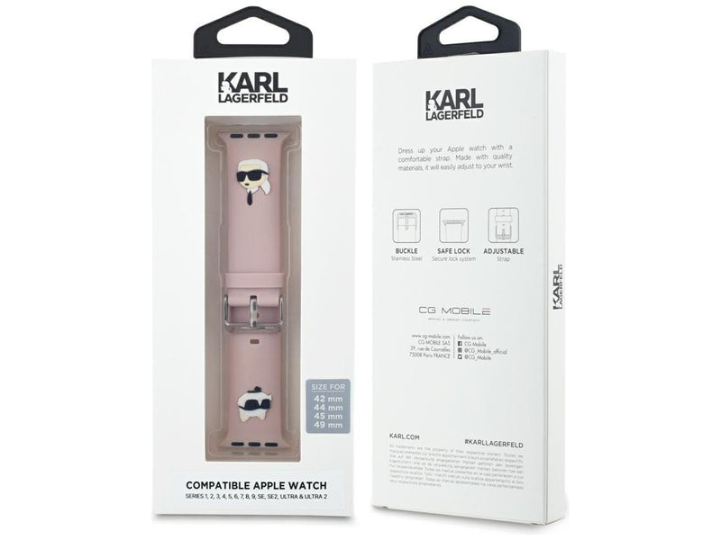 Karl Lagerfeld 3D Rubber Karl&Choupette Heads strap for Apple Watch 42/44/45/49mm - pink