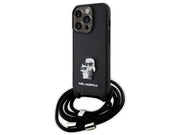 Karl Lagerfeld Crossbody Saffiano Metal Pin Karl & Choupette case for iPhone 15 Pro - black