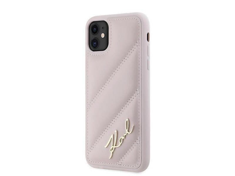 Karl Lagerfeld Diagonal Quilted Script case for iPhone 11 / Xr - pink
