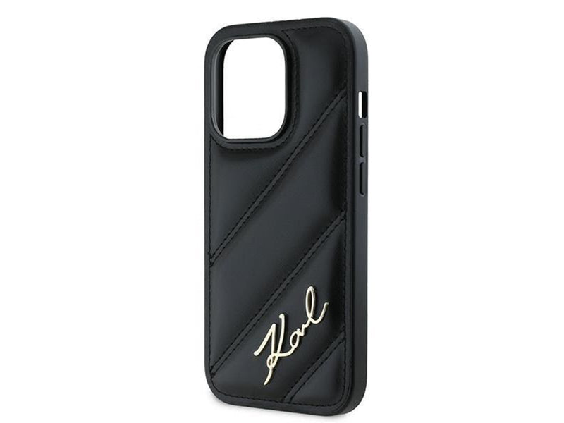 Karl Lagerfeld Diagonal Quilted Script case for iPhone 14 Pro - black