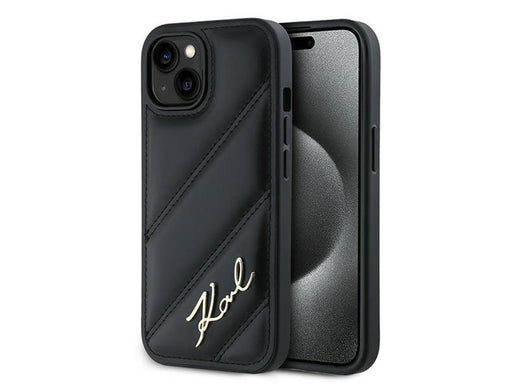 Karl Lagerfeld Diagonal Quilted Script case for iPhone 15 / 14 / 13 - black