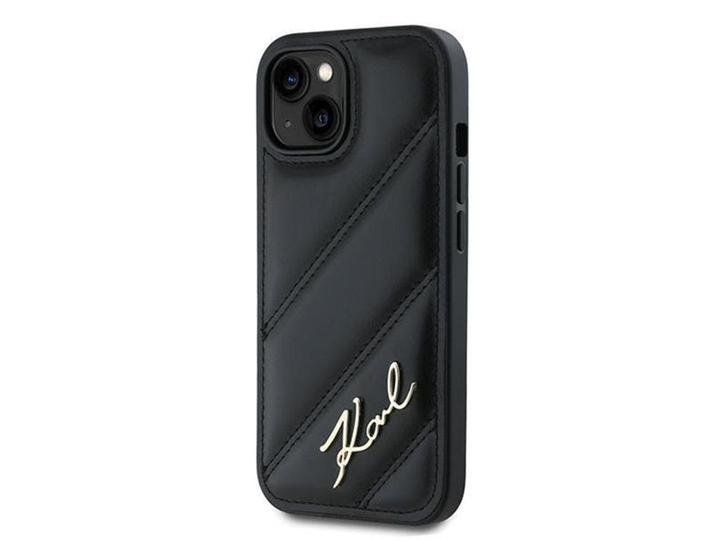Karl Lagerfeld Diagonal Quilted Script case for iPhone 15 / 14 / 13 - black