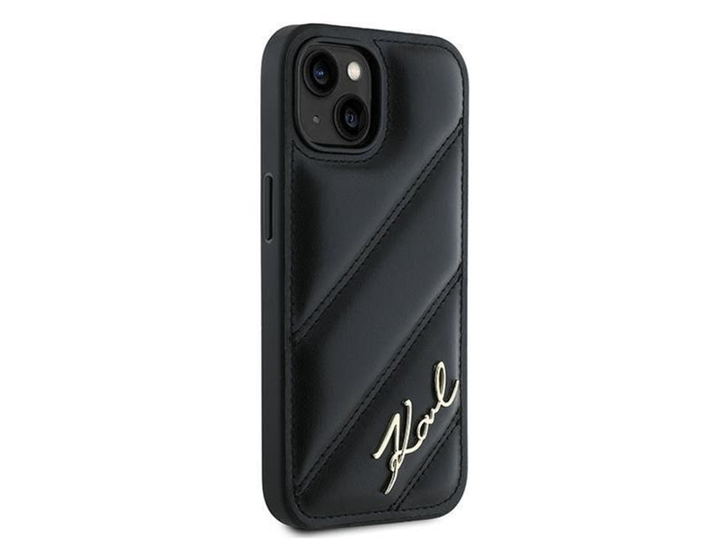 Karl Lagerfeld Diagonal Quilted Script case for iPhone 15 / 14 / 13 - black