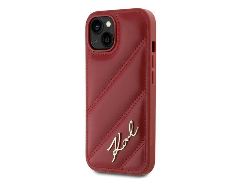 Karl Lagerfeld Diagonal Quilted Script case for iPhone 15 / 14 / 13 - red