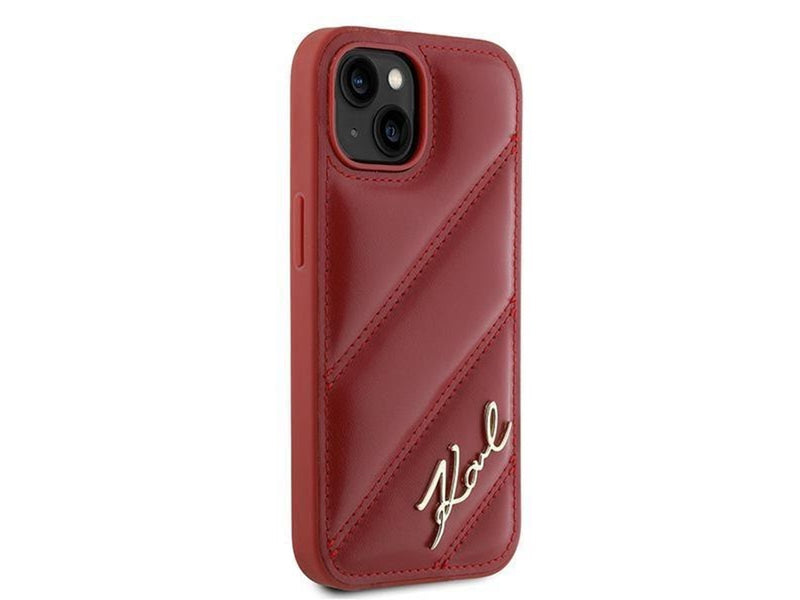 Karl Lagerfeld Diagonal Quilted Script case for iPhone 15 / 14 / 13 - red