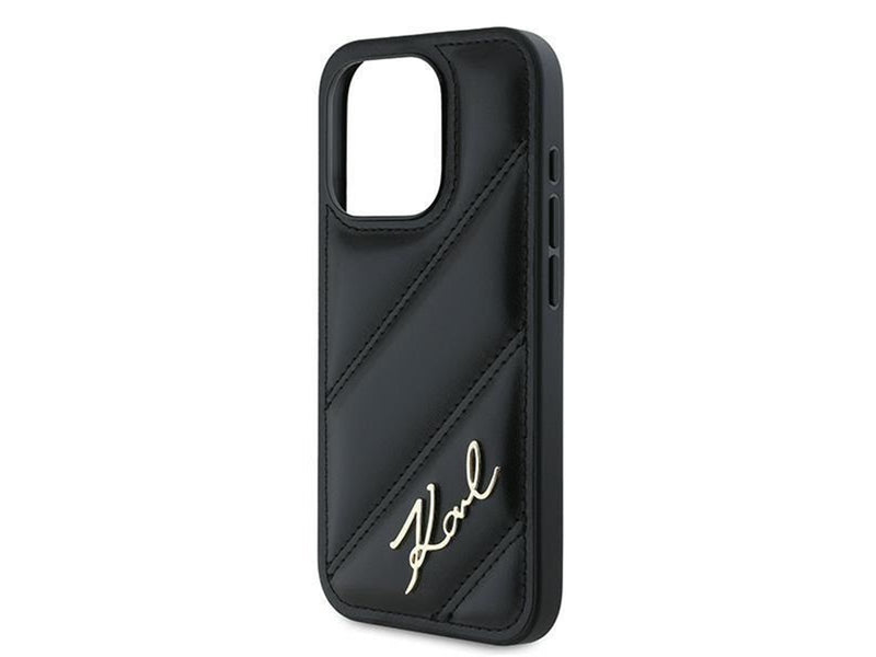 Karl Lagerfeld Diagonal Quilted Script case for iPhone 15 Pro Max - black