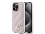 Karl Lagerfeld Diagonal Quilted Script case for iPhone 15 Pro Max - pink