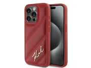 Karl Lagerfeld Diagonal Quilted Script case for iPhone 15 Pro Max - red
