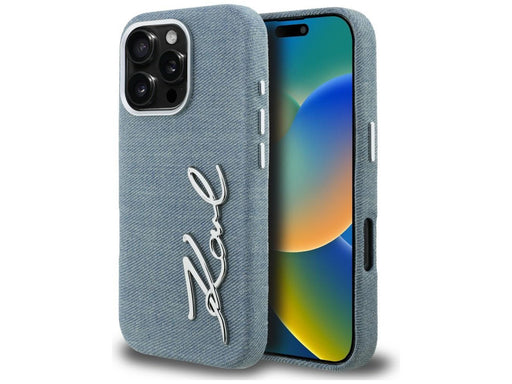Karl Lagerfeld FW Jeans Signature Logo iPhone 16 Pro Case - Blue