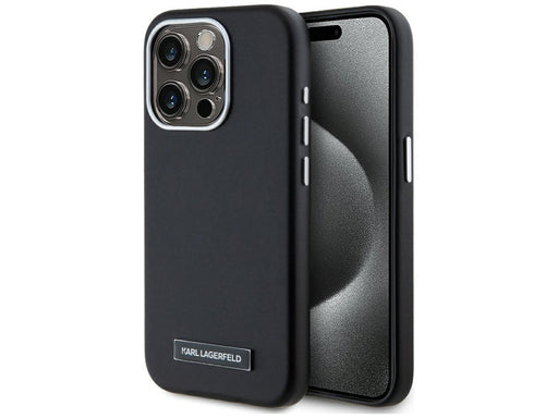 Karl Lagerfeld FW Metal Plate MagSafe iPhone 15 Pro Case - Black