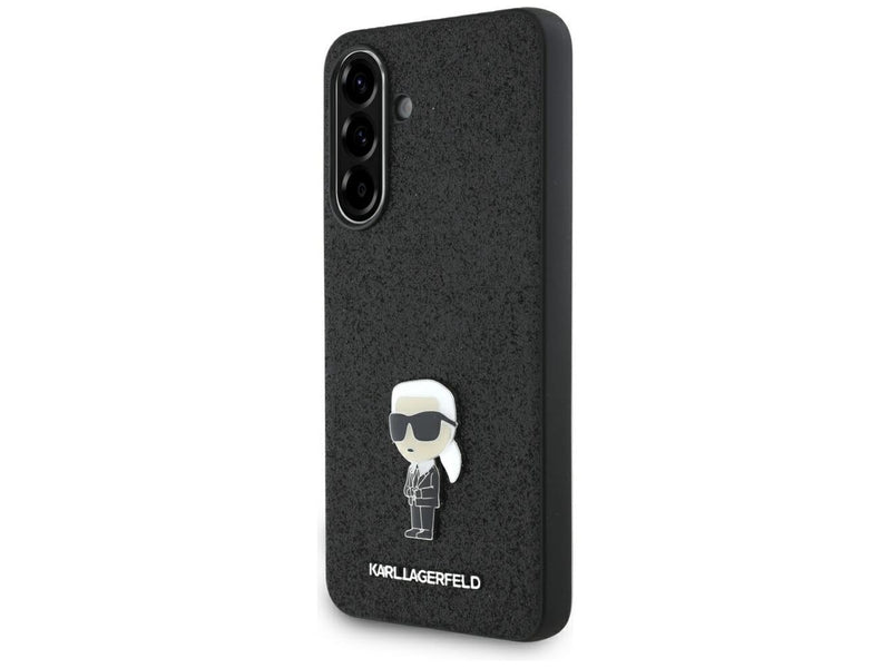 Karl Lagerfeld Fixed Glitter Ikonik Logo Metal Pin Case for Samsung Galaxy A56 - Black