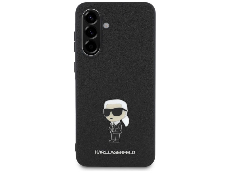 Karl Lagerfeld Fixed Glitter Ikonik Logo Metal Pin Case for Samsung Galaxy A56 - Black
