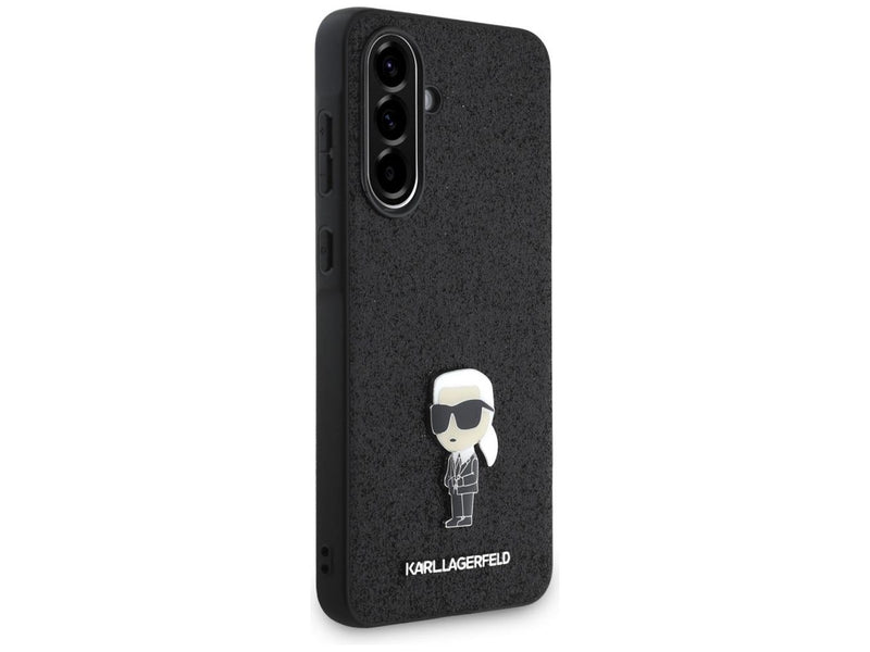 Karl Lagerfeld Fixed Glitter Ikonik Logo Metal Pin Case for Samsung Galaxy A56 - Black