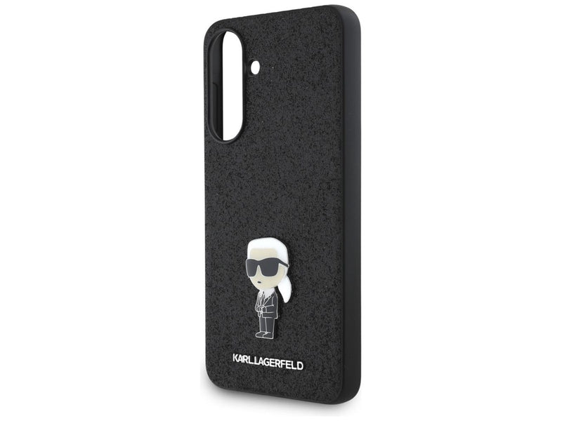 Karl Lagerfeld Fixed Glitter Ikonik Logo Metal Pin Case for Samsung Galaxy A56 - Black