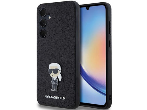 Karl Lagerfeld Fixed Glitter Ikonik Logo Metal Pin case for Samsung Galaxy A35 - black