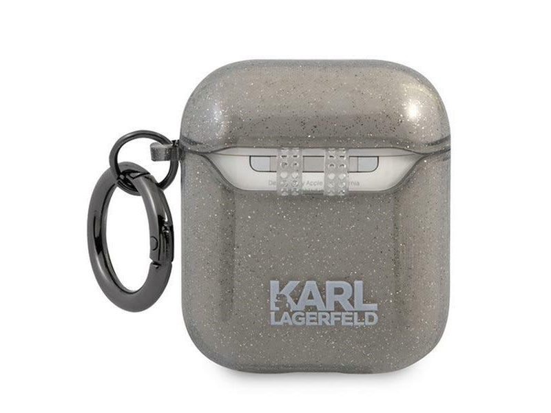 Karl Lagerfeld Glitter Karl's Head Case for AirPods 1/2 - Black