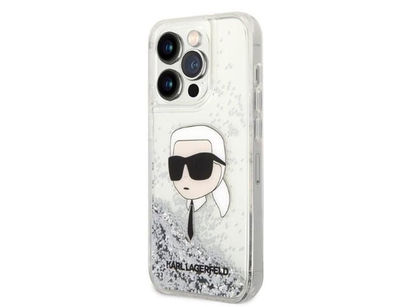 Karl Lagerfeld Glitter Karl's Head case for iPhone 14 Pro Max - silver