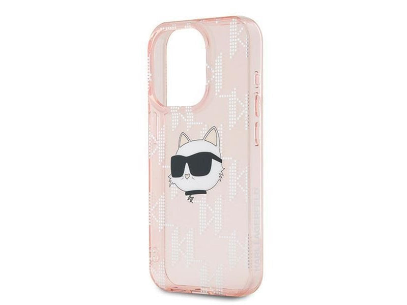 Karl Lagerfeld IML Choupette Head & Monogram case for iPhone 15 Pro Max - pink