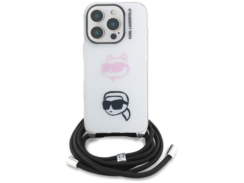 Karl Lagerfeld IML Crossbody Karl&Choupette Head Case for iPhone 16 Pro Max - White