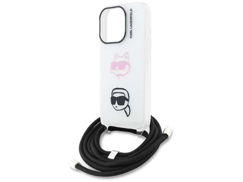 Karl Lagerfeld IML Crossbody Karl&Choupette Head Case for iPhone 16 Pro Max - White