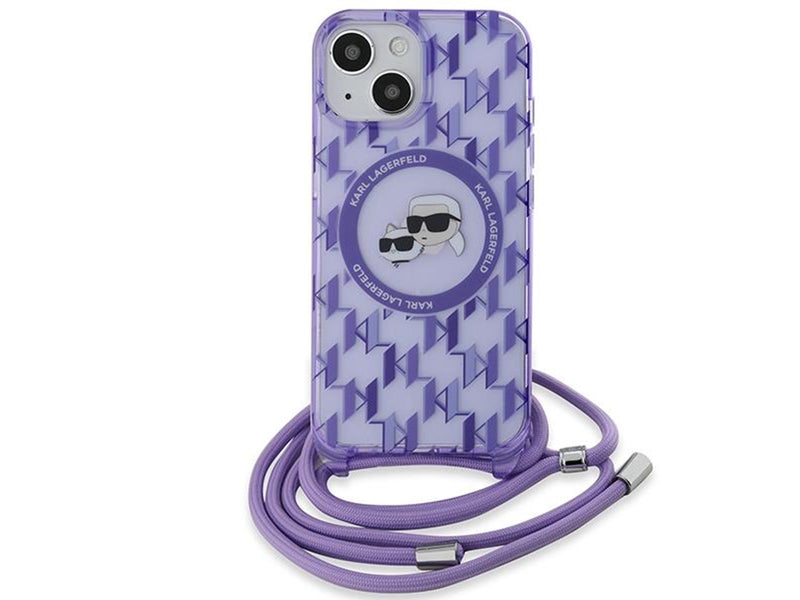 Karl Lagerfeld IML Crossbody Monogram Karl & Choupette Head MagSafe case for iPhone 15 / 14 / 13 - purple