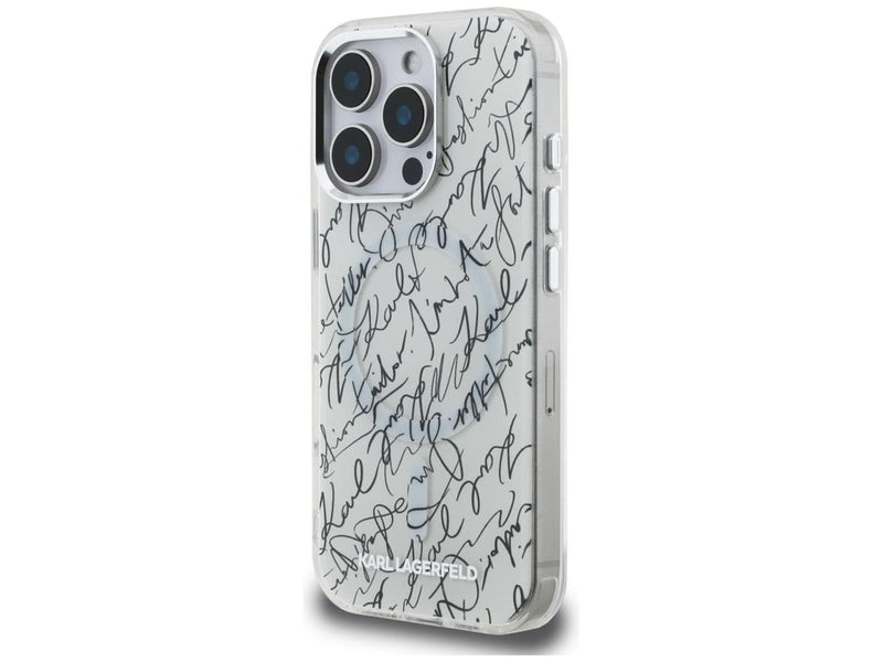 Karl Lagerfeld IML Karl Script Pattern MagSafe Case for iPhone 16 Pro Max - White