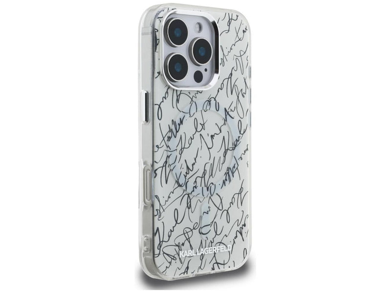 Karl Lagerfeld IML Karl Script Pattern MagSafe Case for iPhone 16 Pro Max - White