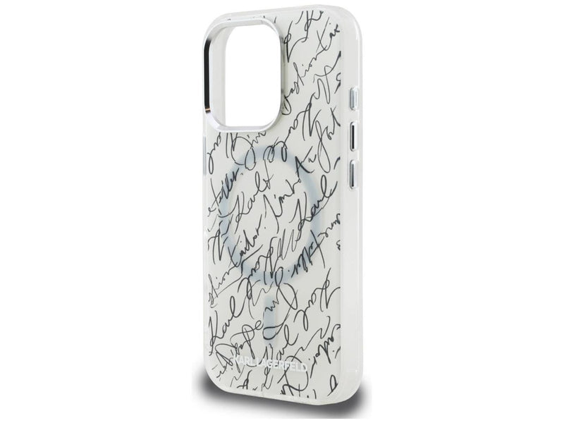 Karl Lagerfeld IML Karl Script Pattern MagSafe Case for iPhone 16 Pro Max - White