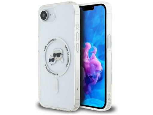 Karl Lagerfeld IML Metal Karl & Choupette Heads MagSafe iPhone 16e Case - White