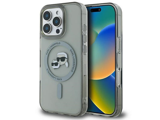 Karl Lagerfeld IML Metal Karl&Choupette Head MagSafe Case for iPhone 16 Pro Max - Black