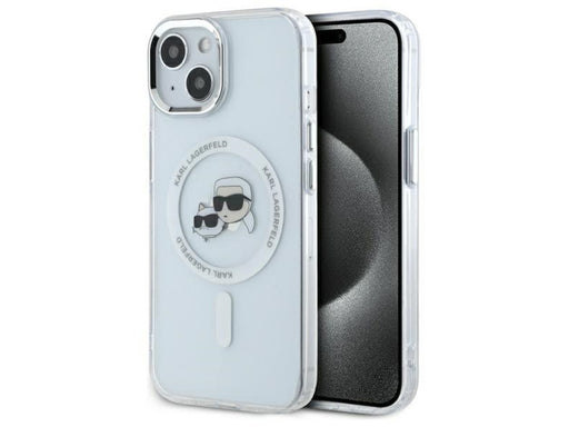 Karl Lagerfeld IML Metal Karl&Choupette Head MagSafe iPhone 15 Case - White