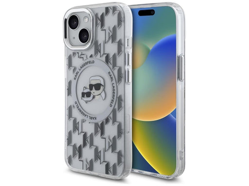 Karl Lagerfeld IML Monogram Karl & Choupette Head MagSafe iPhone 15 Case - Clear