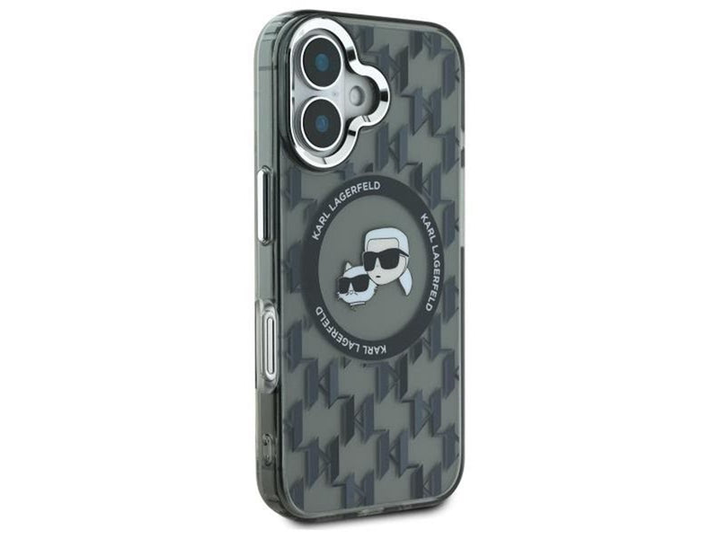 Karl Lagerfeld IML Monogram Karl & Choupette Head MagSafe iPhone 16 Case - Black