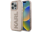 Karl Lagerfeld IML Rhinestones Logo iPhone 16 Pro Case - Pink