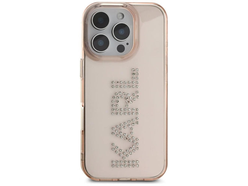 Karl Lagerfeld IML Rhinestones Logo iPhone 16 Pro Case - Pink