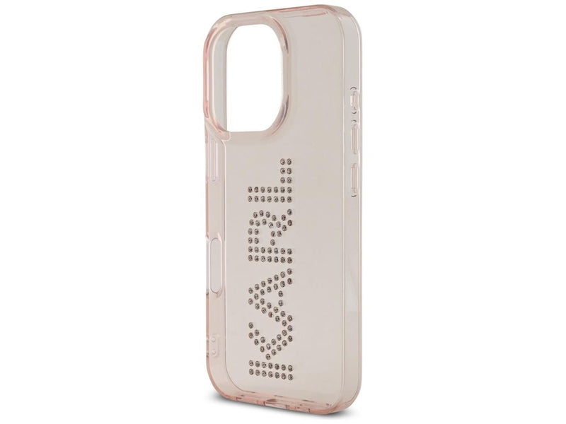 Karl Lagerfeld IML Rhinestones Logo iPhone 16 Pro Max Case - Pink