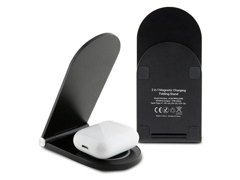 Karl Lagerfeld Ikonik MagSafe 15W inductive charger foldable 2in1 - black