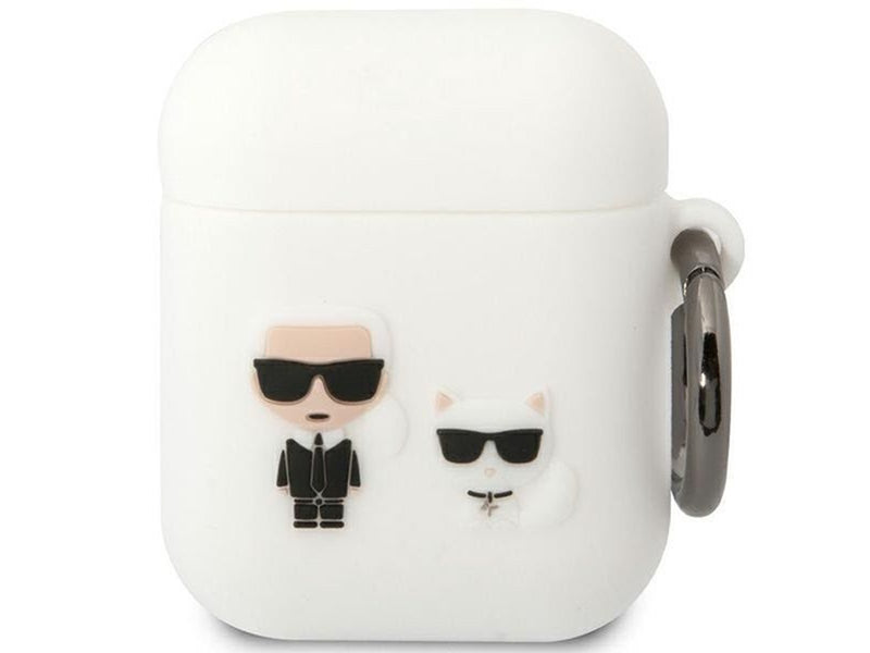 Karl Lagerfeld KLACA2SILKCW AirPods 1/2 cover white/white Silicone Karl & Choupette