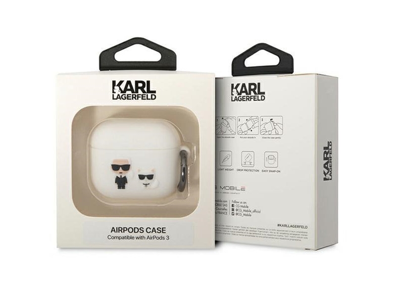 Karl Lagerfeld KLACA3SILKCW AirPods 3 cover white/white Silicone Karl & Choupette