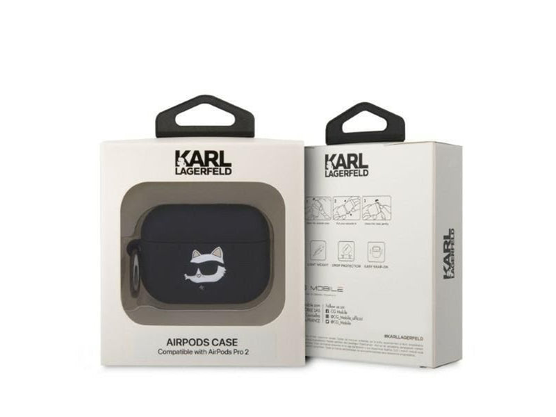 Karl Lagerfeld KLAP2RUNCHK AirPods Pro 2 cover black/black Silicone Choupette Head 3D