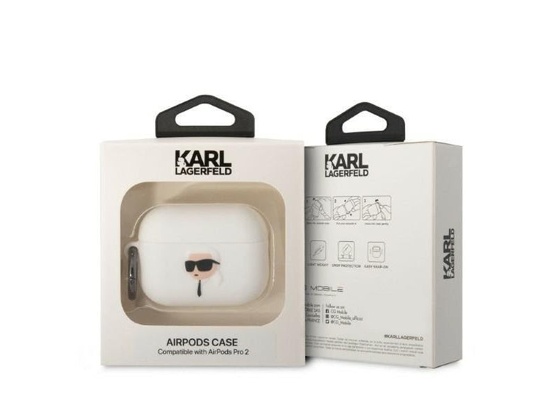 Karl Lagerfeld KLAP2RUNIKH AirPods Pro 2 cover white/white Silicone Karl Head 3D