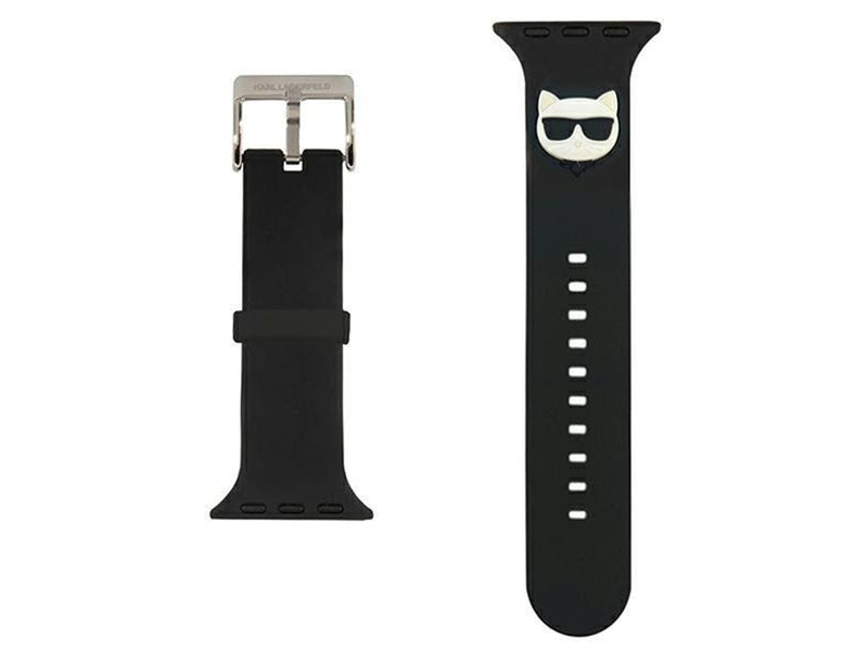 Karl Lagerfeld KLAWLSLCK Apple Watch Strap 42/44 / 45mm black / black strap Silicone Choupette Heads