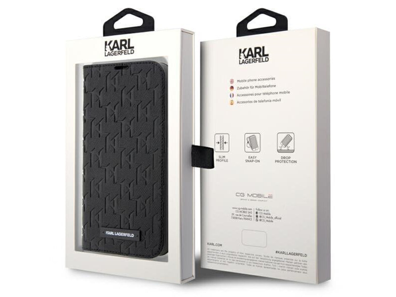 Karl Lagerfeld KLBKP14LSAKLHPK iPhone 14 Pro 6.1" bookcase black/black Saffiano Monogram