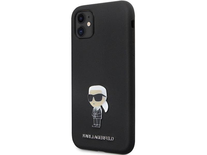 Karl Lagerfeld KLHCN61SMHKNPK case for iPhone 11 / Xr - black Silicone Ikonik Metal Pin