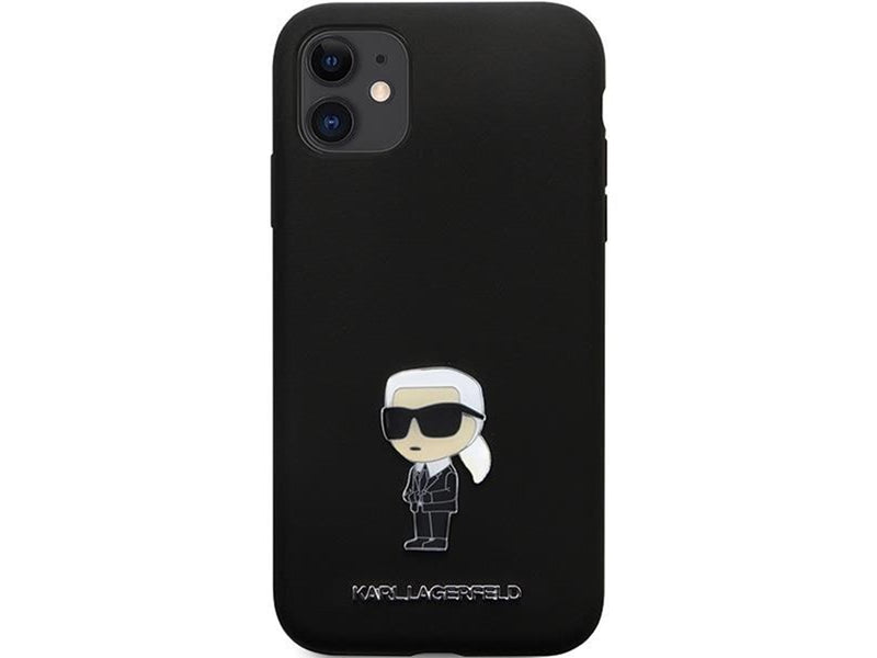 Karl Lagerfeld KLHCN61SMHKNPK case for iPhone 11 / Xr - black Silicone Ikonik Metal Pin
